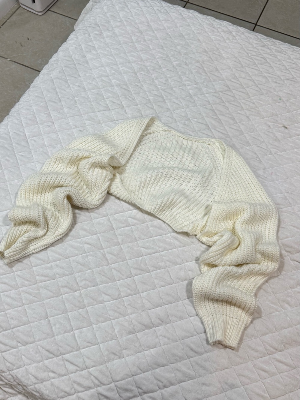 Cropped Cream Knit Bolero Sweater